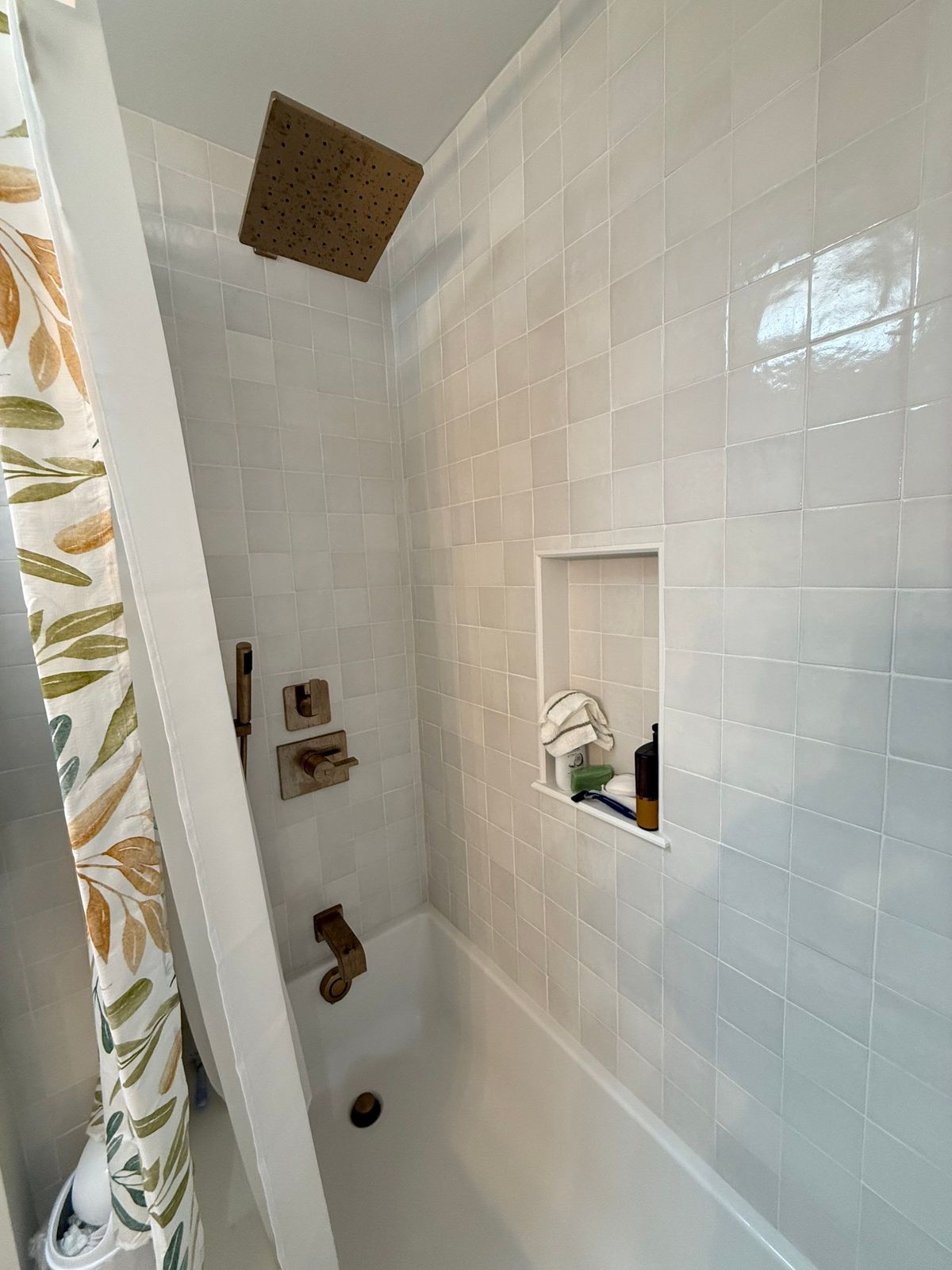 New Cove bathroom after renovation, finished shower.