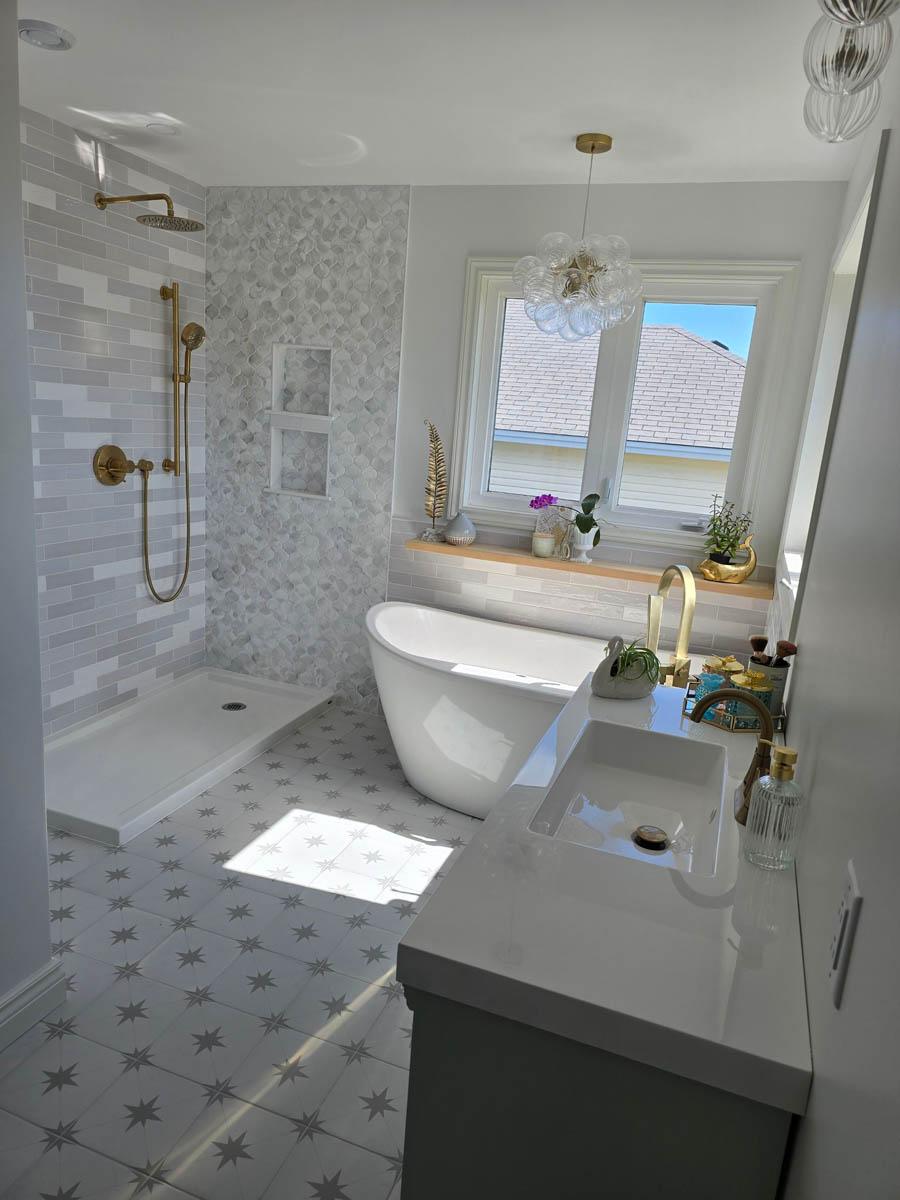 Halls Road bathroom — finished interior.