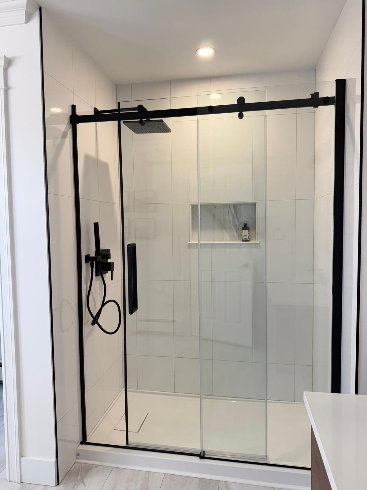Motion Lane — finished walk-in shower detail.